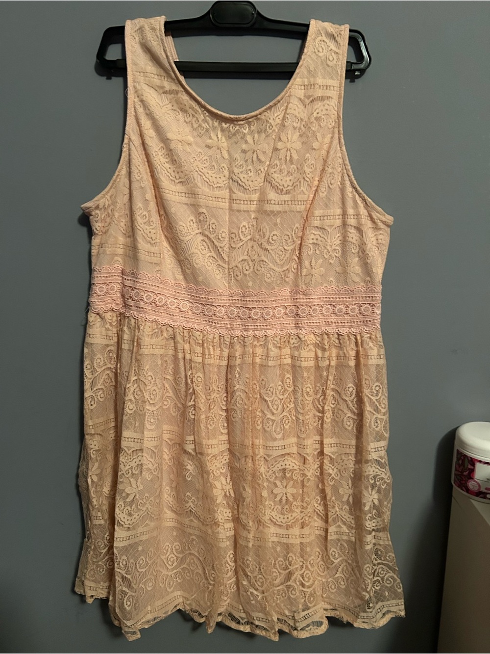 Pinky Lace Tank Mini Dress in Blush Pink
